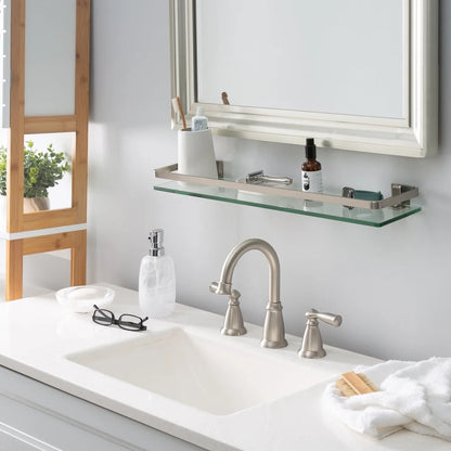 Glass Shelf with Nickel Rail Wall Mount