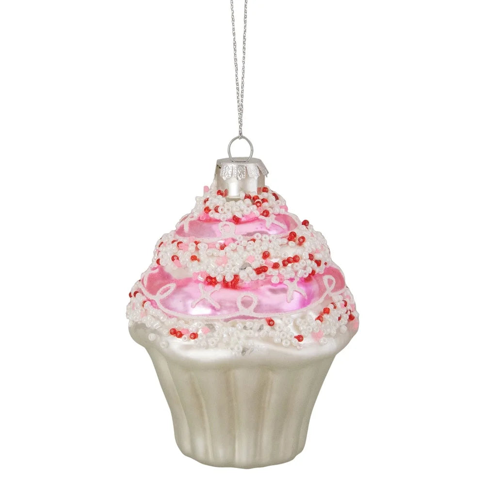 Glass Cup Cake Ornament Ready to Hang