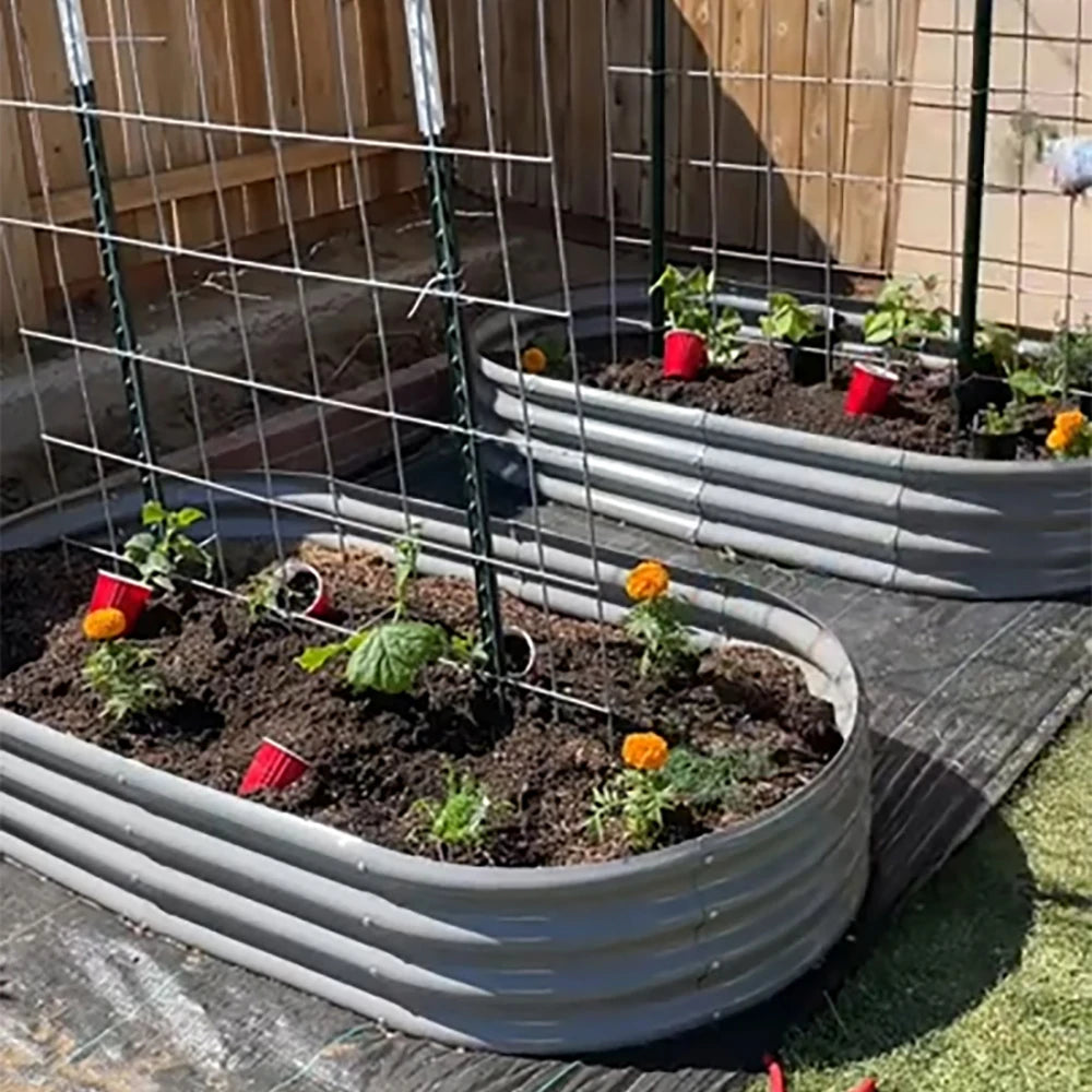 2 Pack 8x4x1FT Galvanized Raised Garden Bed, Outdoor Bottomless Planter Raised Beds for Vegetables Flowers Herbs, Easy Setup