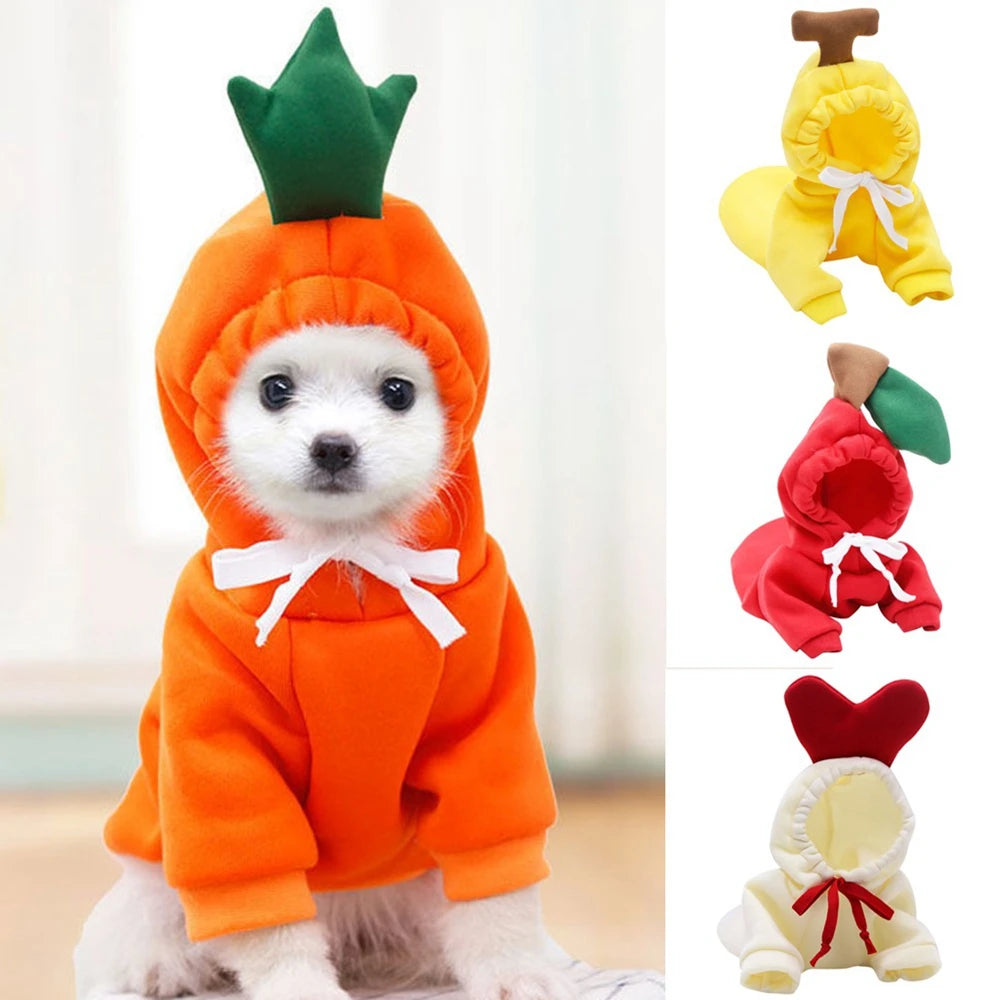 Warm Fleece Fruit Dog Hoodies