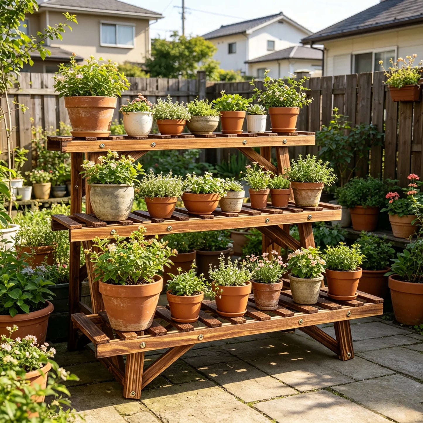 Wooden 3-Tier Ladder Plant Stand