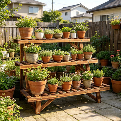 Wooden 3-Tier Ladder Plant Stand