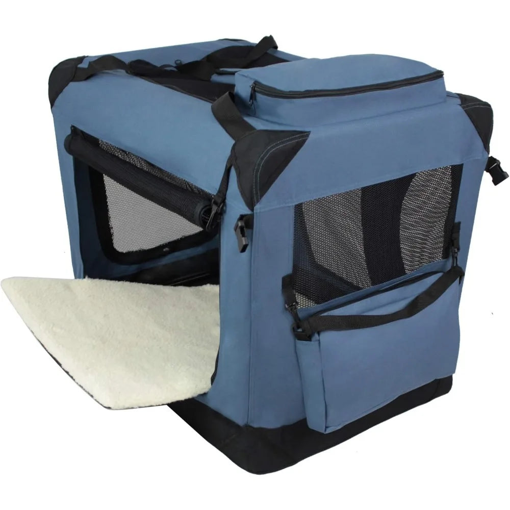 3-Door Soft Dog Crate with Carrying Bag