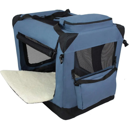 3-Door Soft Dog Crate with Carrying Bag