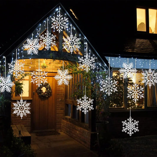 12'' Sparkling White Snowflakes Ornaments-16PCS