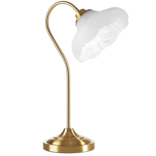 19in Gold Metal Table Lamp with Glass Petal Shade