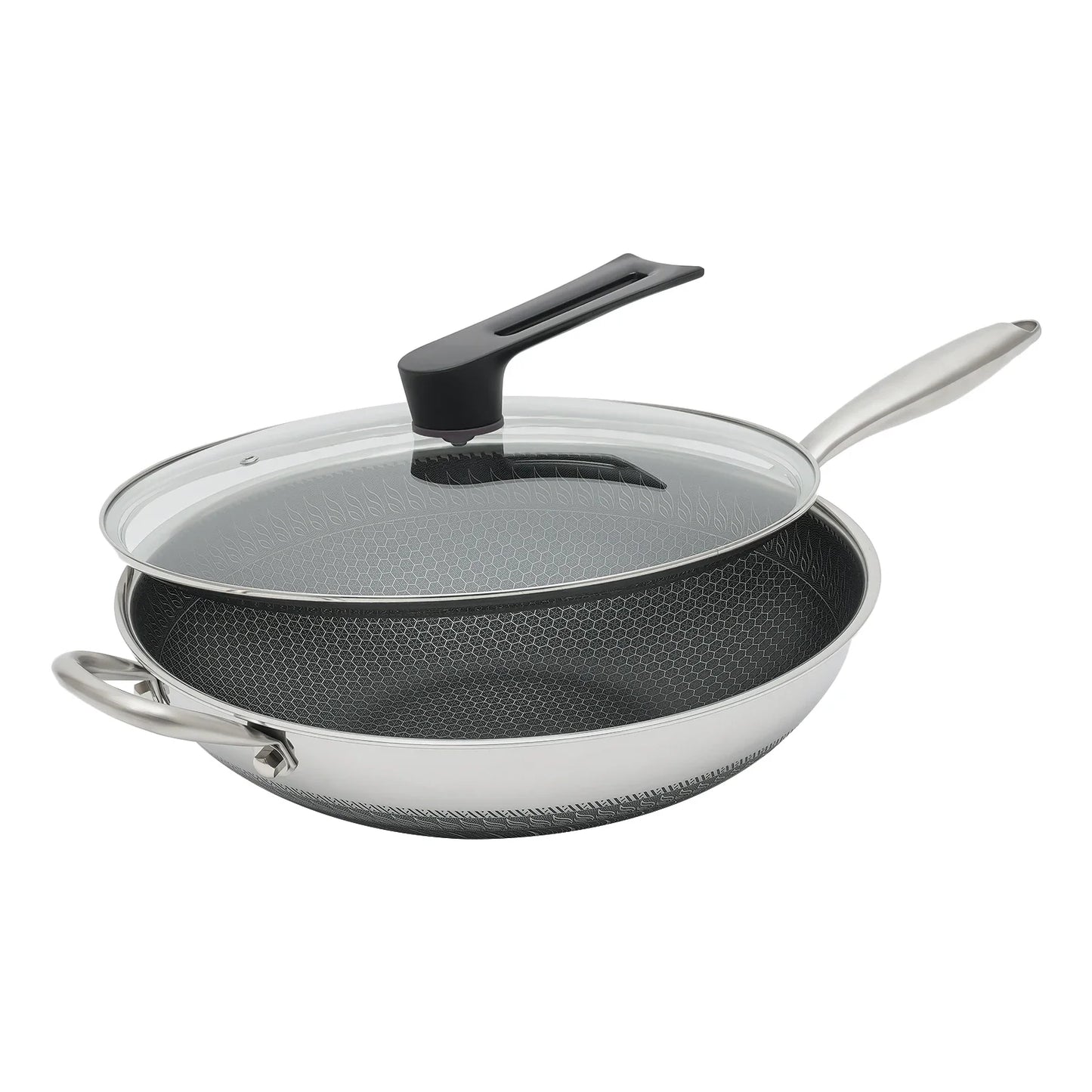 Honeycomb Stainless Steel Wok with Cover