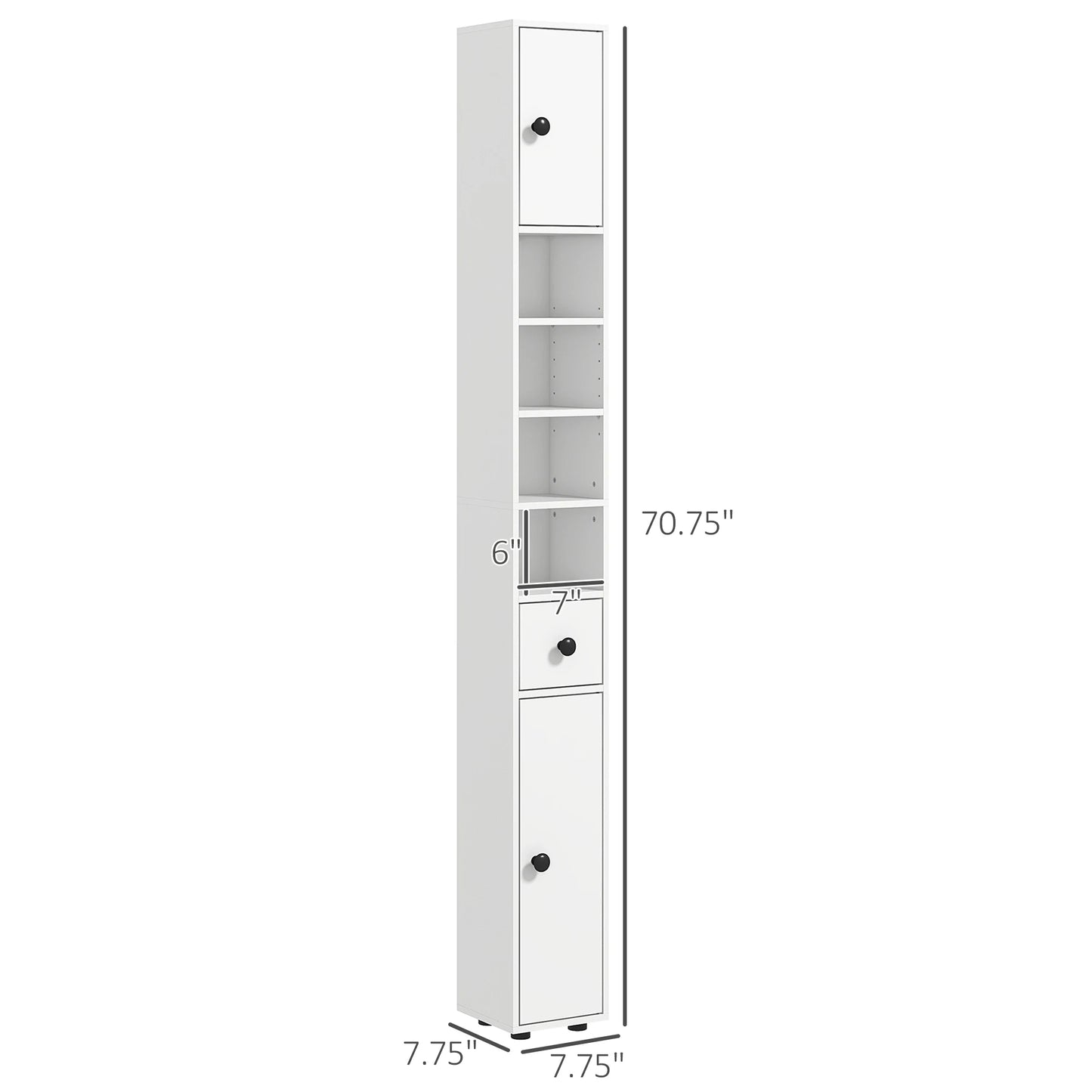 71" H-Narrow Bathroom Storage Cabinet