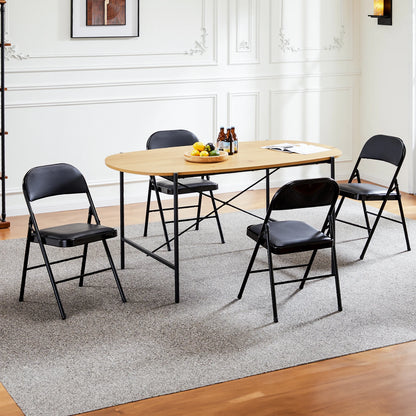 4 Pack-Sturdy Metal Leather Padded Folding Chair