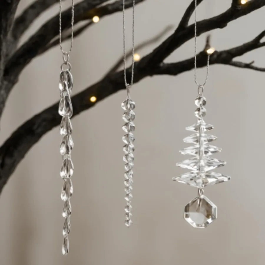24 Pcs Crystal Icicle Christmas Tree Ornaments