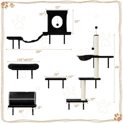 NUNU LAB 7-in-1 Wall Mounted Cat Climber Set