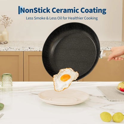 14 Piece Non-Stick Pots and Pans Set Ceramic Cookware