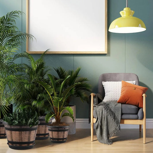 12 inch-Barrel Planter Pots Set of 4