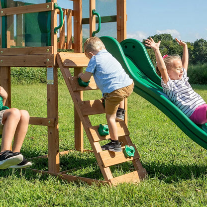 Buckley Hill Cedar Wood Swing Set with Wave Slide