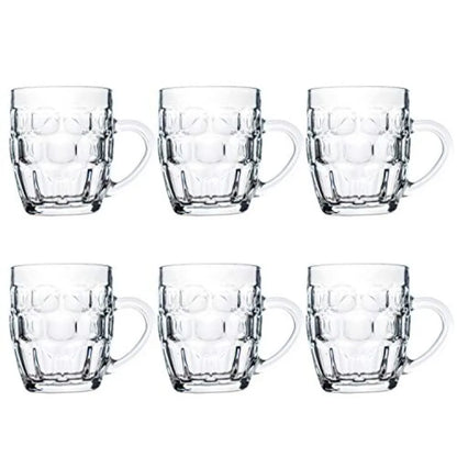 Set of 6 Large Glass Beer Mugs