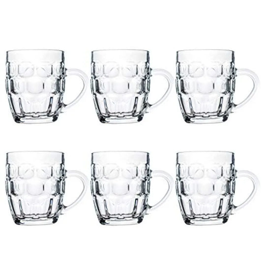 Set of 6 Large Glass Beer Mugs