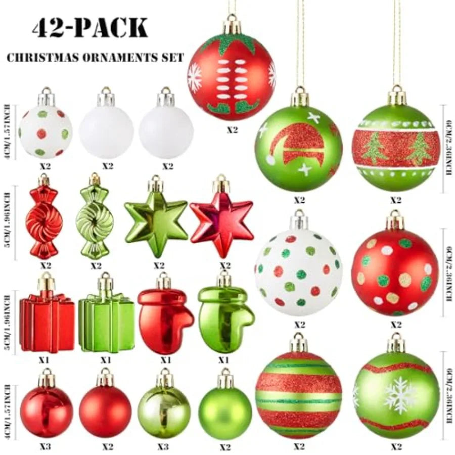 42pcs Christmas Ornaments Assorted Set