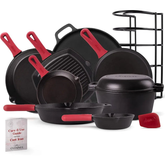 18-Piece Pre-Seasoned Cast Iron Cookware Set