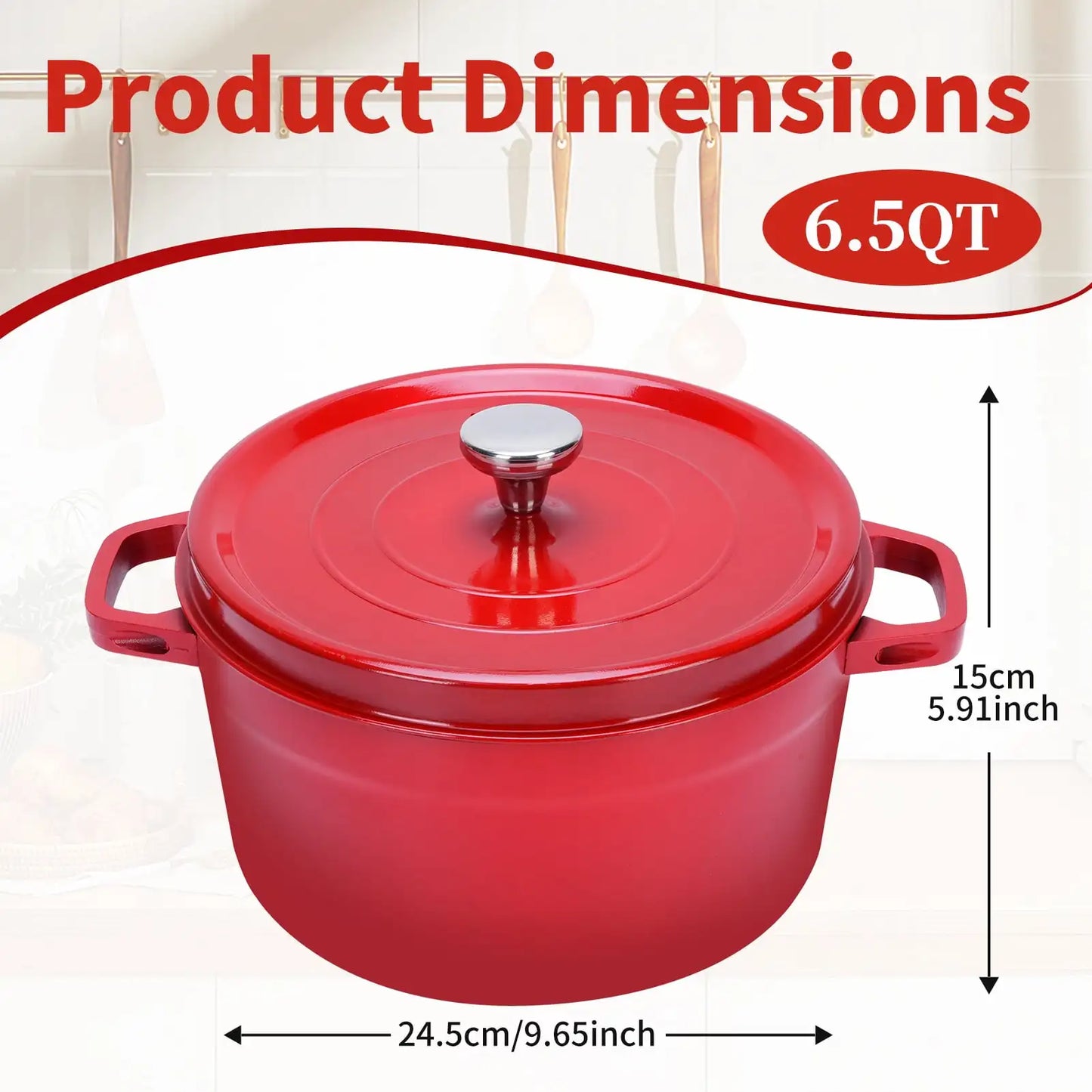 6.5 QT Cast Iron Dutch Oven with Lid