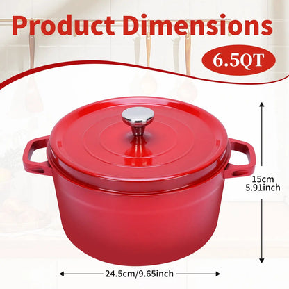 6.5 QT Cast Iron Dutch Oven with Lid