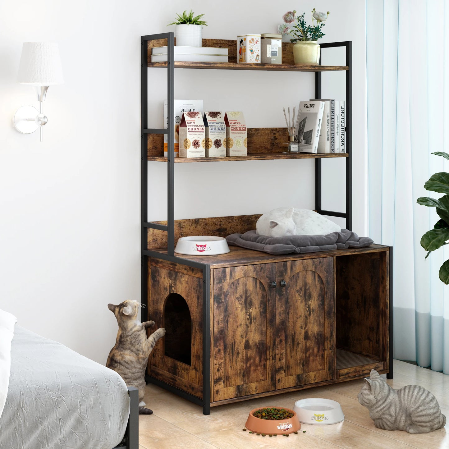 Wooden Hidden Cat Litter Box Enclosure