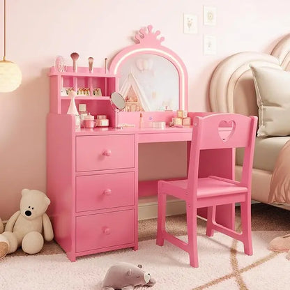 2 in 1 Princess Makeup Vanity Desk & Chair Set