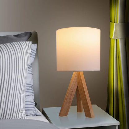 Tripod Oak Table Lamp with Shade