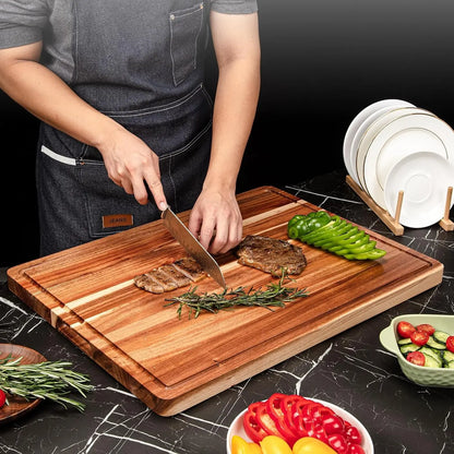 Extra Large Wood Cutting Board with Juice Groove and Handle