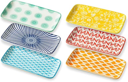Set of 6 Ceramic Rectangle Serving Plates Set