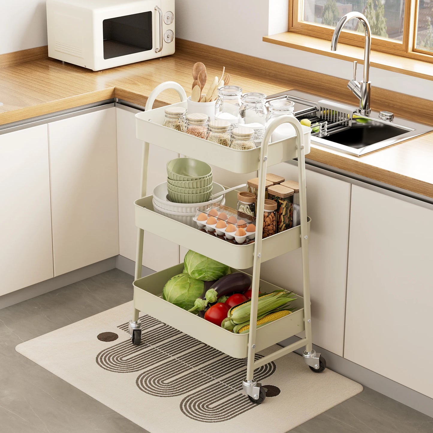 3 Tier Metal Kitchen Storage Cart