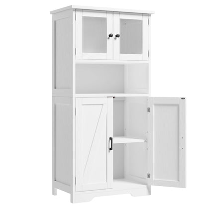 Kitchen Pantry Cupboard with Tempered Glass Doors