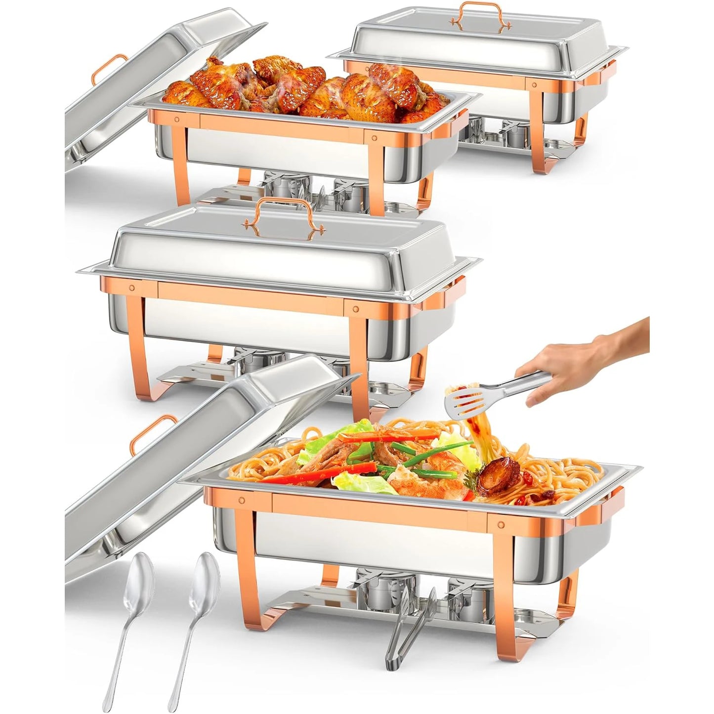 6 Pack-Chafing Dishes for Buffet Stainless Steel Chafers and Buffet Warmers Sets