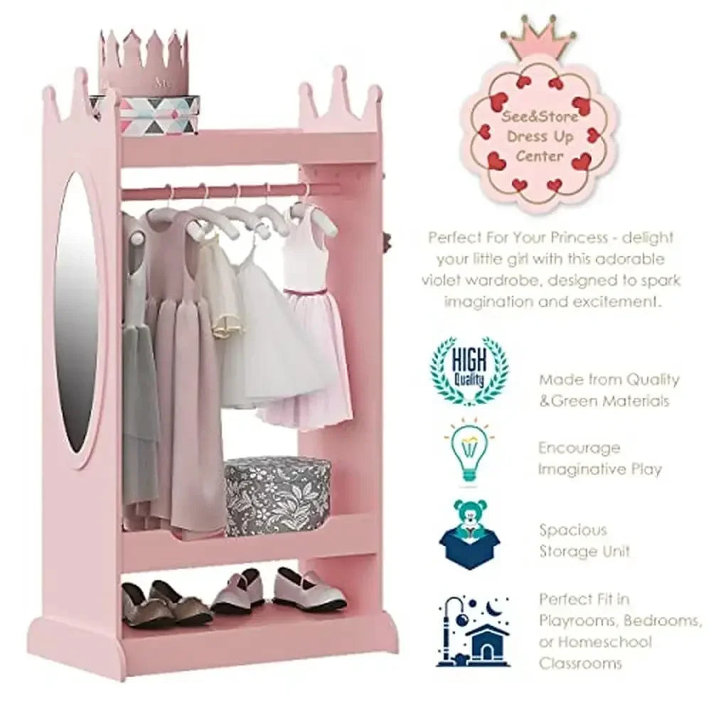 Princess Themed Dress up Armoire with Mirror Great Gift for Girls