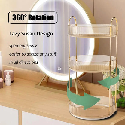 3 Tier Rotating Makeup Organizer for Vanity