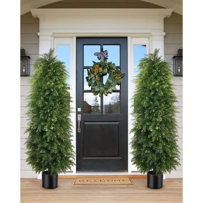 5ft Artificial Cedar Topiary Trees-2pk