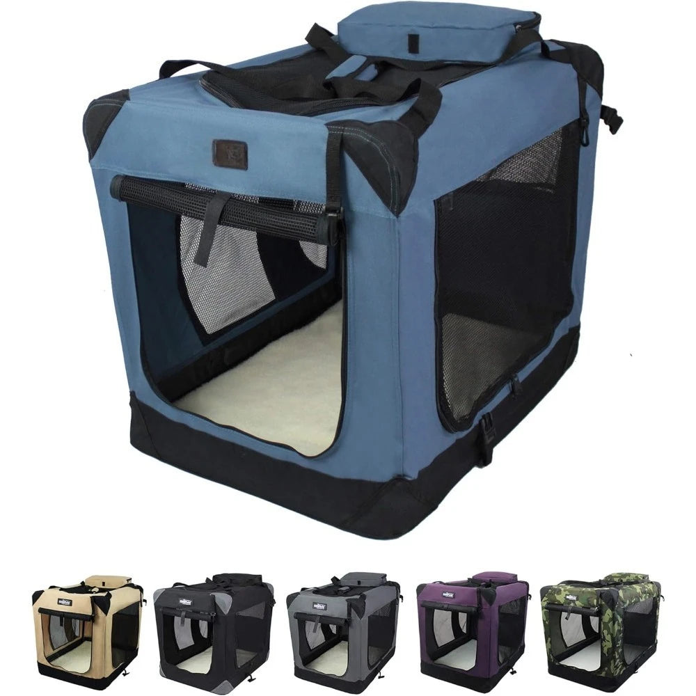 3-Door Soft Dog Crate with Carrying Bag