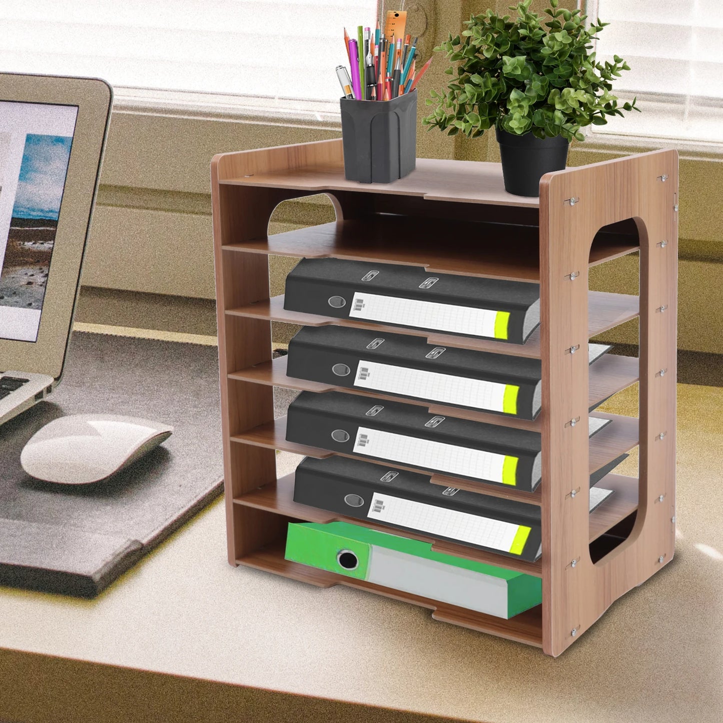 7-Tier Wood Office Organizer for Desktop