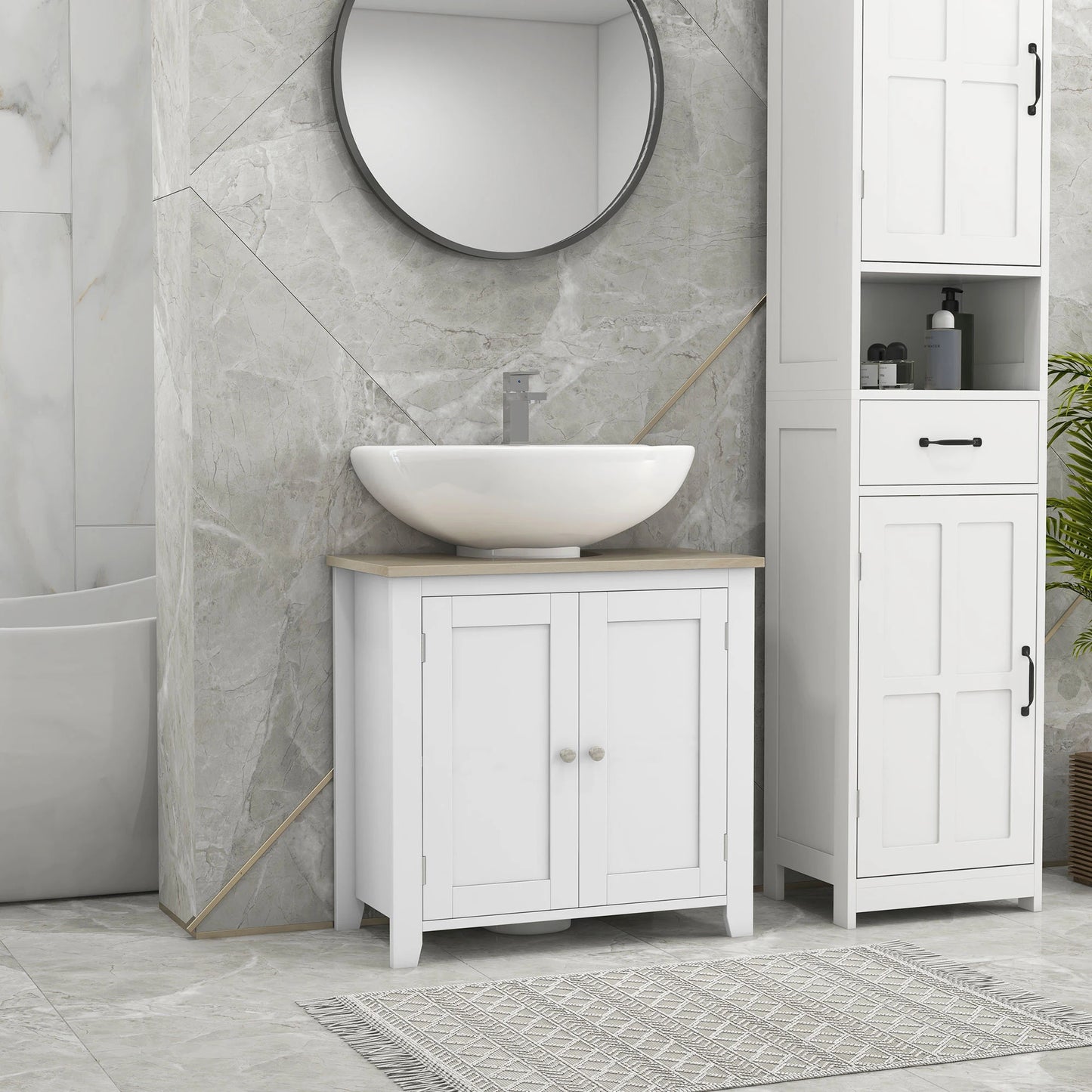 Pedestal Sink, with under Sink Cabinet
