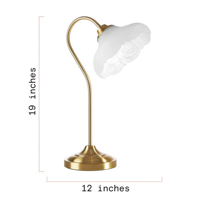19in Gold Metal Table Lamp with Glass Petal Shade