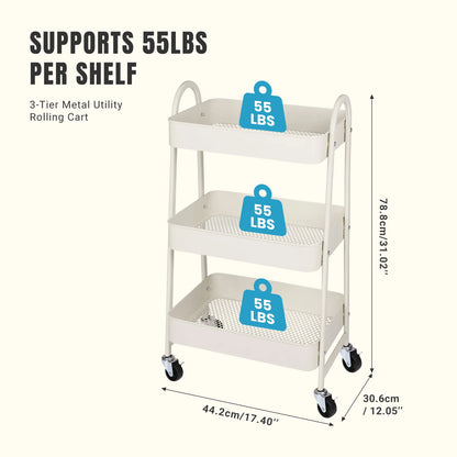 3 Tier Metal Kitchen Storage Cart