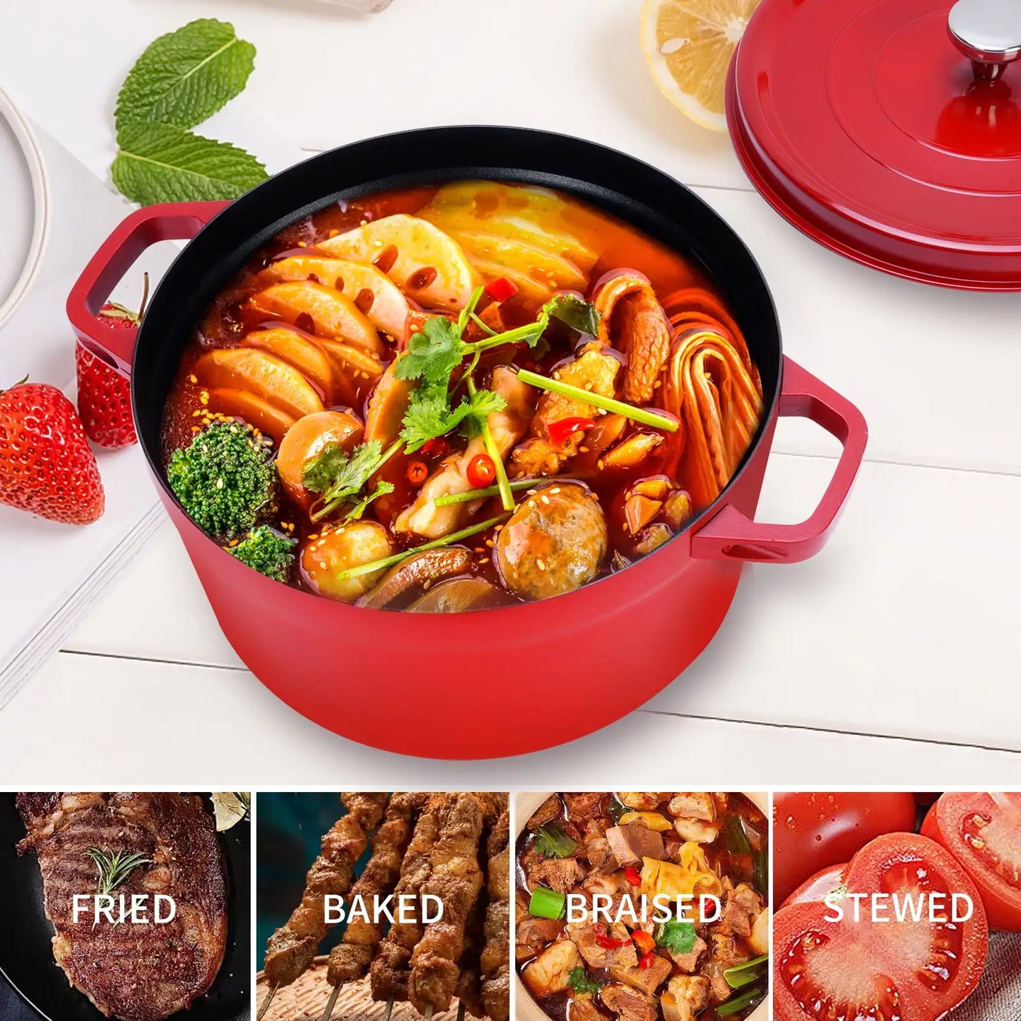 6.5 QT Cast Iron Dutch Oven with Lid