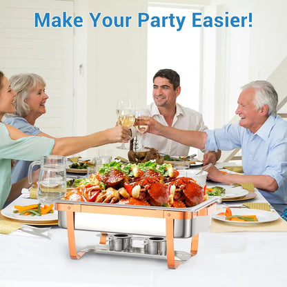 6 Pack-Chafing Dishes for Buffet Stainless Steel Chafers and Buffet Warmers Sets