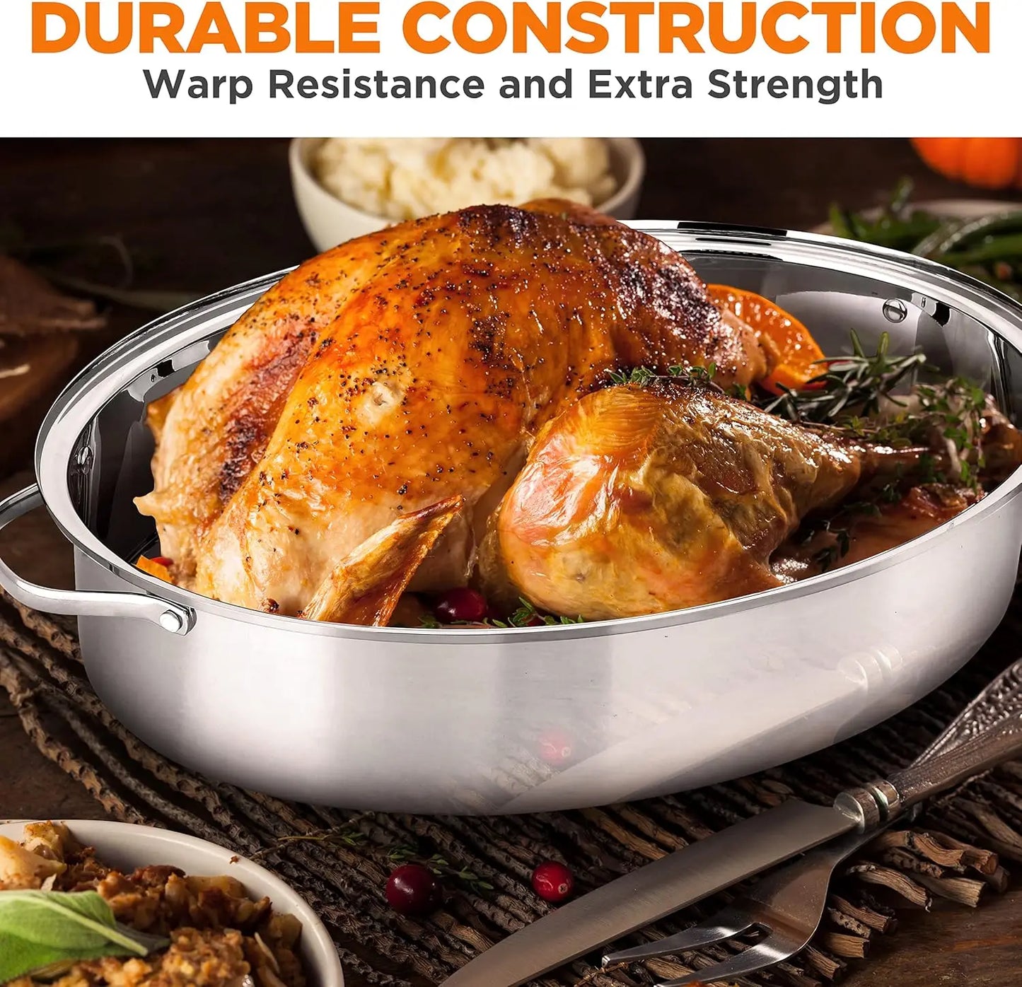 20" Oval Roasting Pan with Rack and Lid