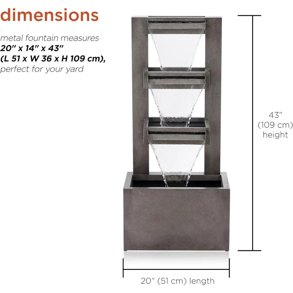 Outdoor Metal 3-Tier Waterfall Fountain