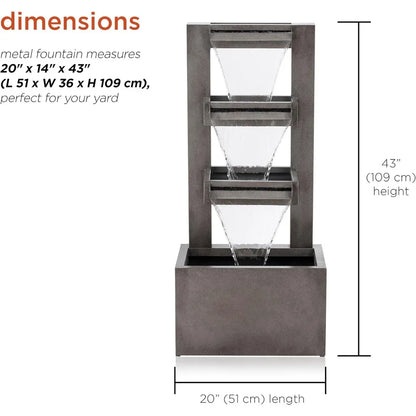 Outdoor Metal 3-Tier Waterfall Fountain
