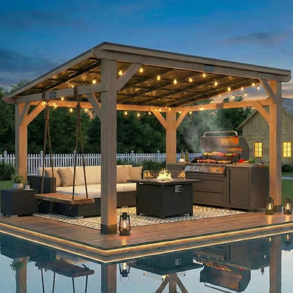 10' x 12' Cedar Pavilion with Sloped Galvanized Steel Roof