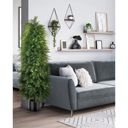 5ft Artificial Cedar Topiary Trees-2pk