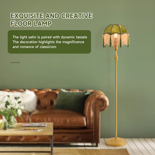 Retro Tassel Floor lamp with Dimmable Light