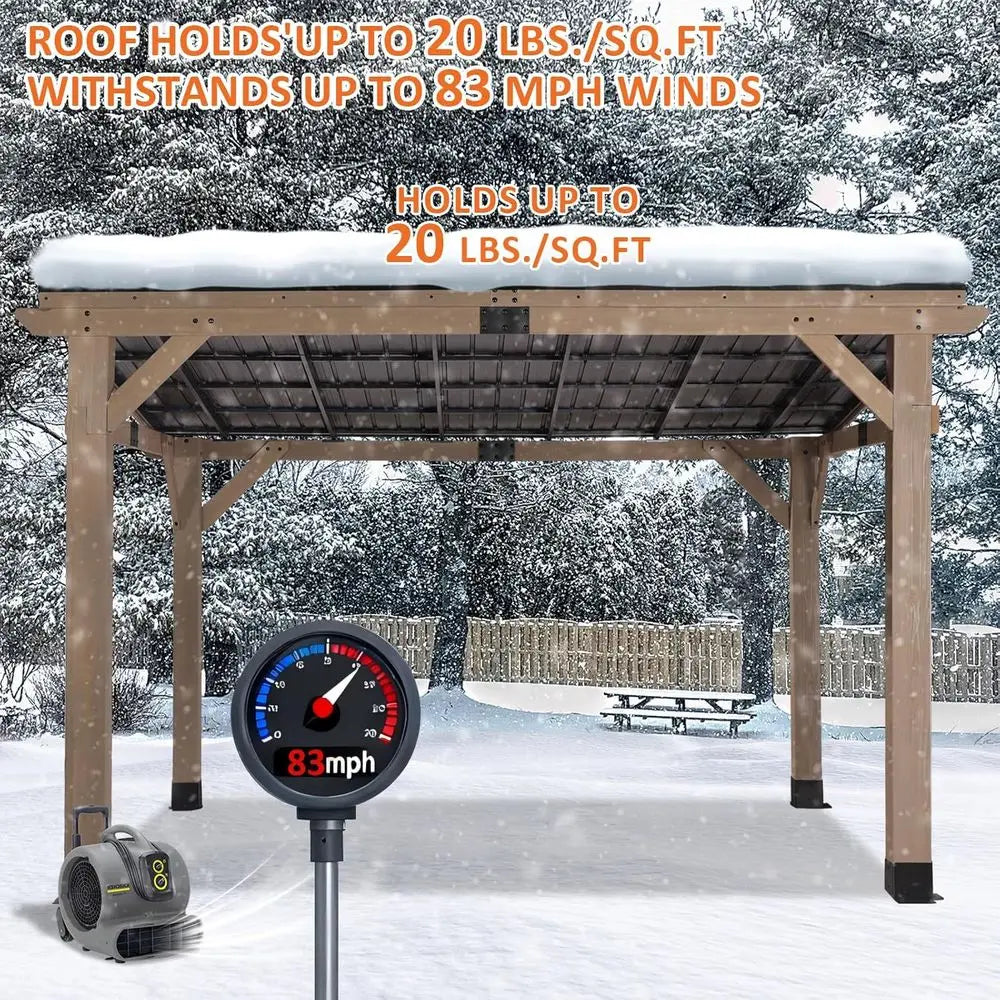 10' x 12' Cedar Pavilion with Sloped Galvanized Steel Roof