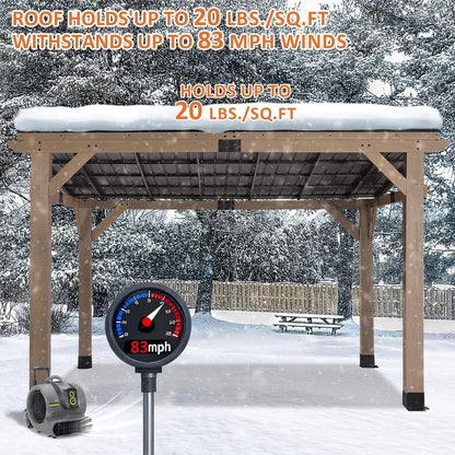 10' x 12' Cedar Pavilion with Sloped Galvanized Steel Roof